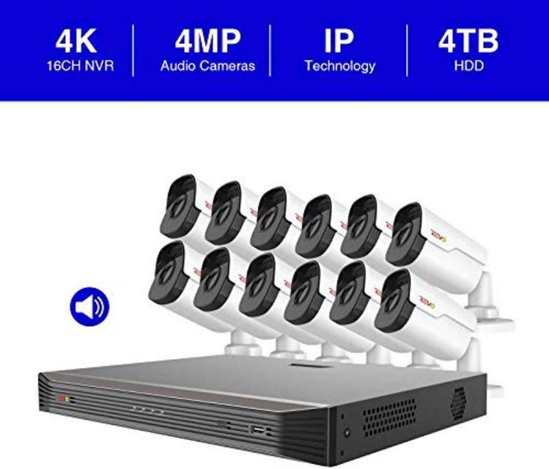 Revo America RU162B12G-4T Ultra HD 16 Channel 4TB NVR Surveillance System with 12 x 4 Megapixel Cameras