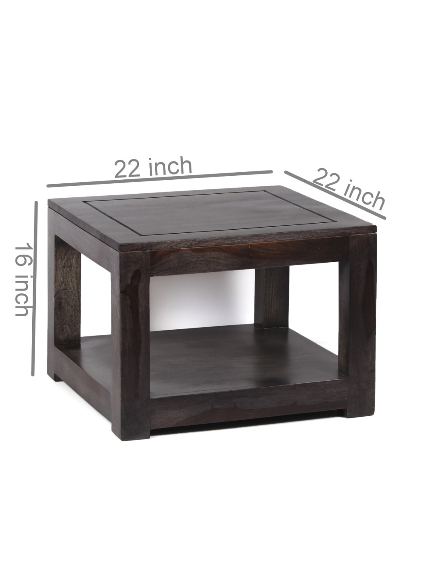 Ikiriya Lisbon Solid Dark Brown Wood End Table Mahogany Finish