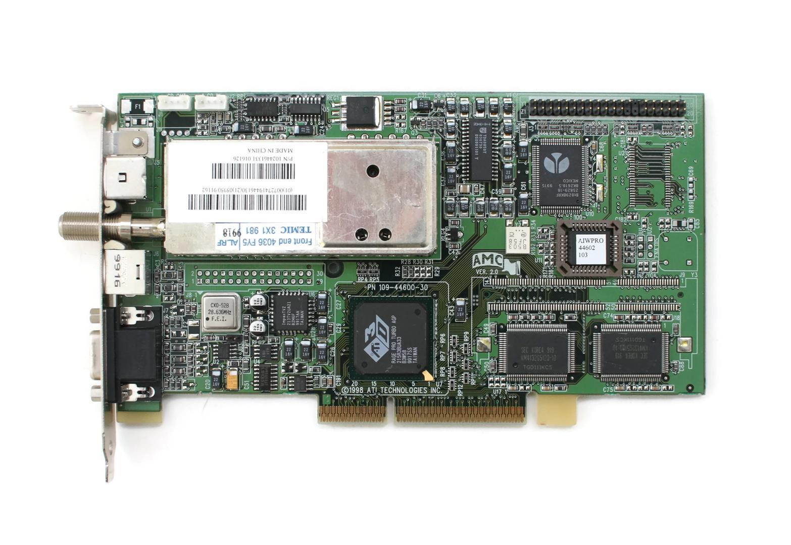 ATI 109-44600-30 P/N:1024461331 AIW PRO8MB AGP NTSC TV TUNER CARD