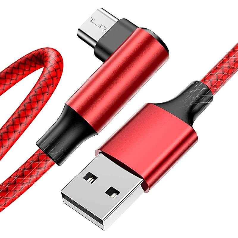 Micro USB Cable 90 Degree Right Angle 3 Pack 10FT Fast Charging Cable Quick Charger  High Speed Android Charging Cords for Galaxy S7 S6 J8 J7 Note 5KindleLGPS4Camera Red