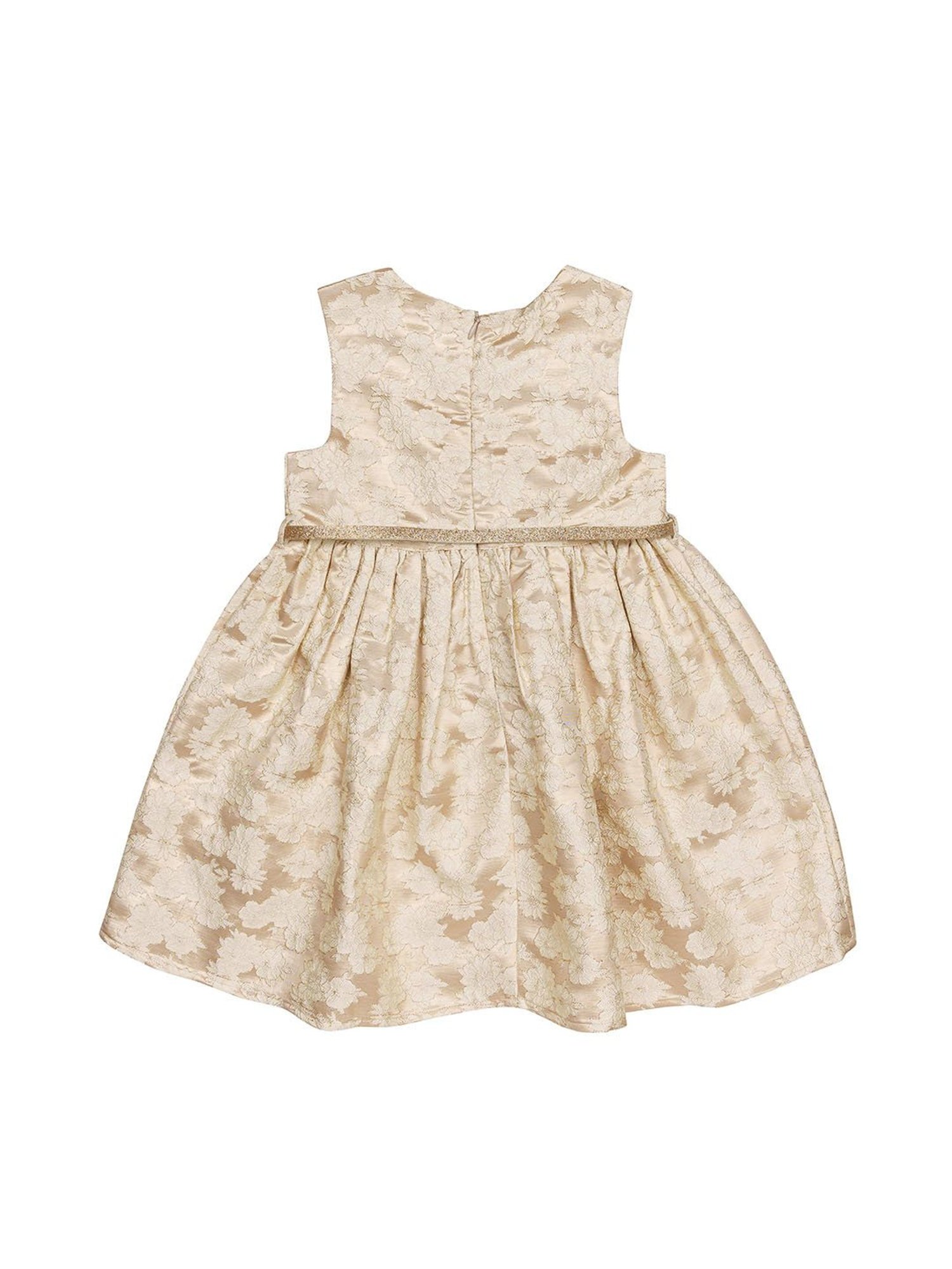 H by Hamleys Girls Beige Self Design Dress with Belt
