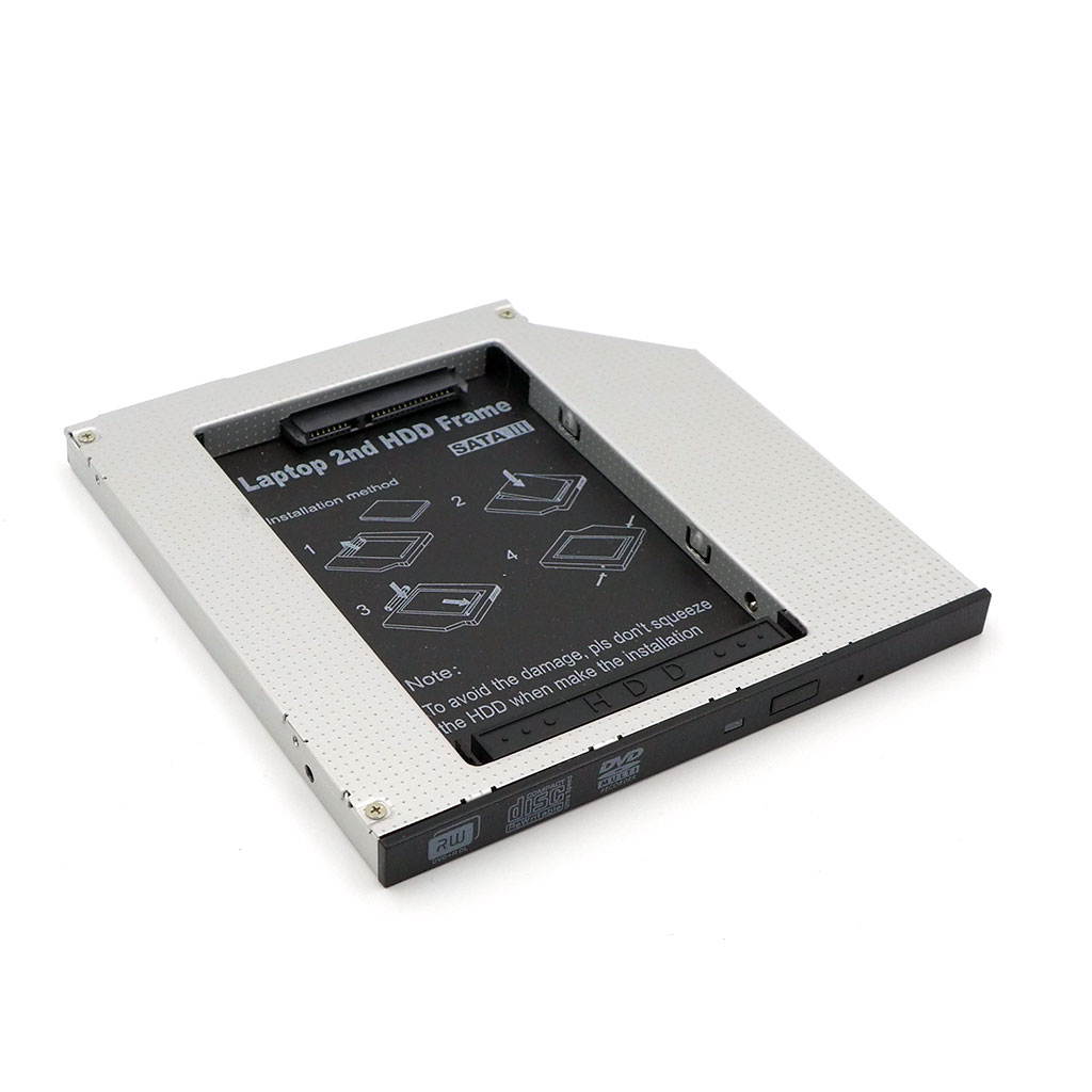 Grand-X 9.5mm SATA-III SATA3.0 2.5" SSD HDD Hard Drive Caddy Adapter Tray Enclosure Laptop Optical Bay Drive Slot for Acer, Asus, Dell, Fujitsu, HP, Lenovo, Samsung, Sony, Toshiba