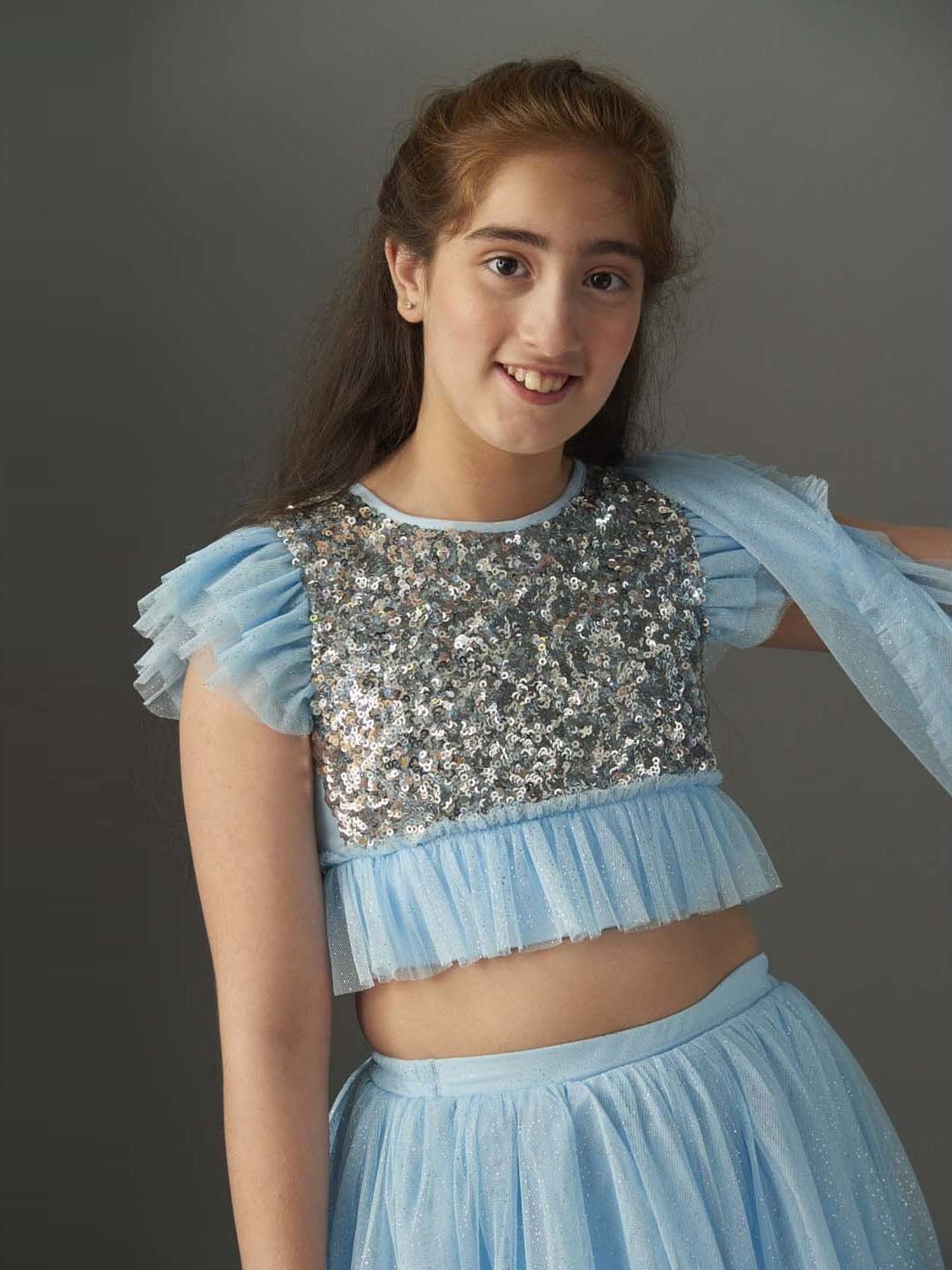 KidsDew Kids Blue Embellished Lehenga Cholis