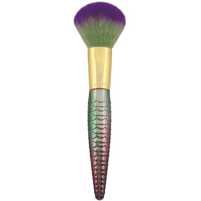 MODA Brush Mythical 6pc Sweet Siren Travel Makeup Brush Set with Holographic Flip Case, Includes - Powder, Highlight and Glow, Crease, and Eye Shader Brushes