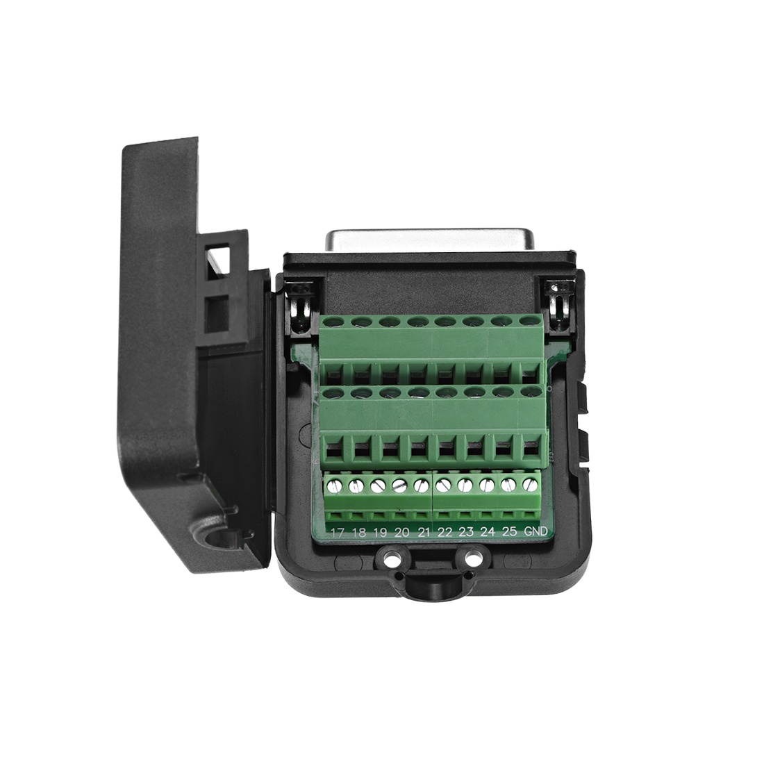 D-sub DB25 Breakout Board Connector with Case 25 Pin 2-row Female Port Solderless Terminal Block Adapter with Thumb Screws