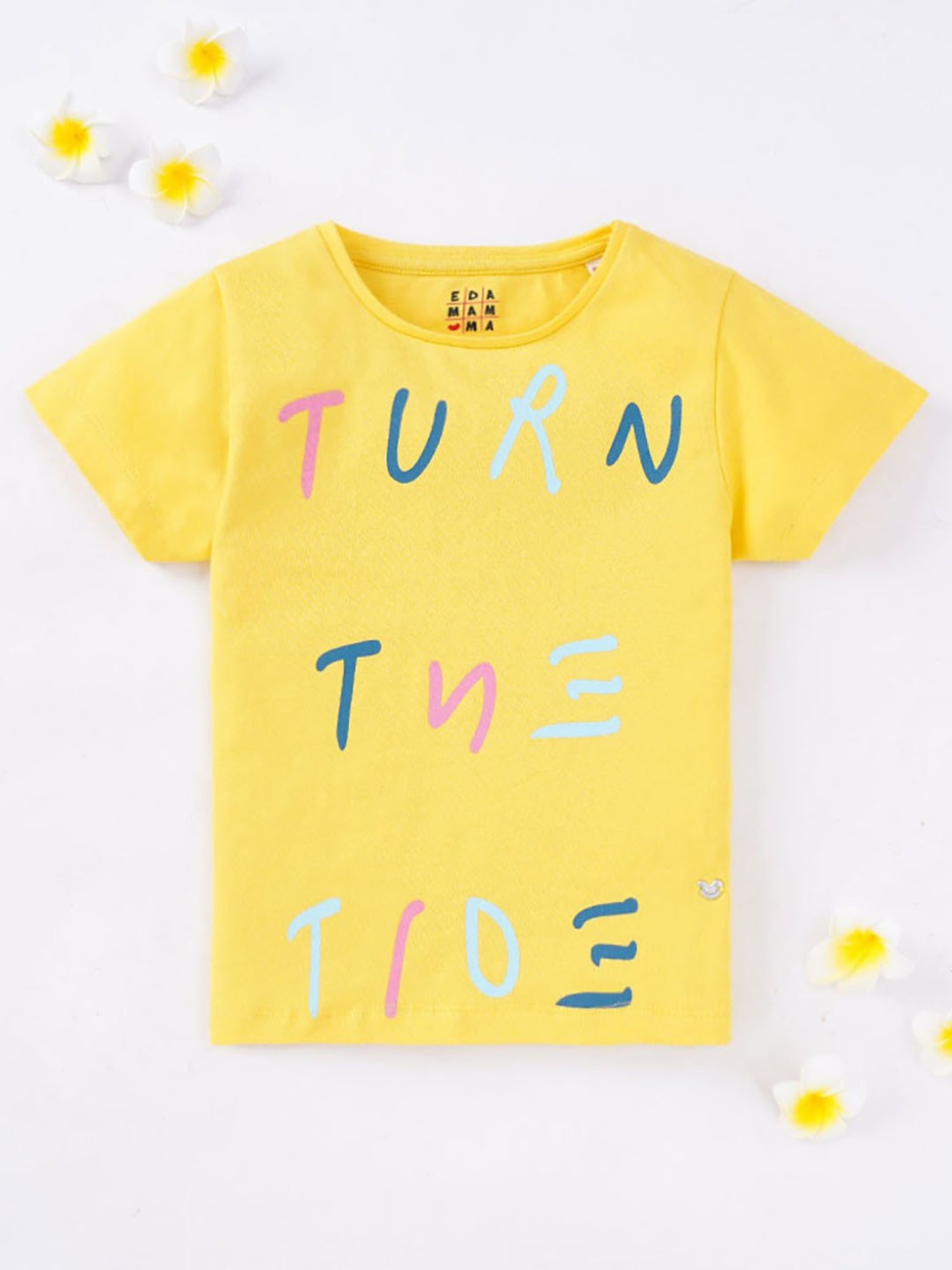Ed-a-Mamma Kids Yellow Printed T-Shirt