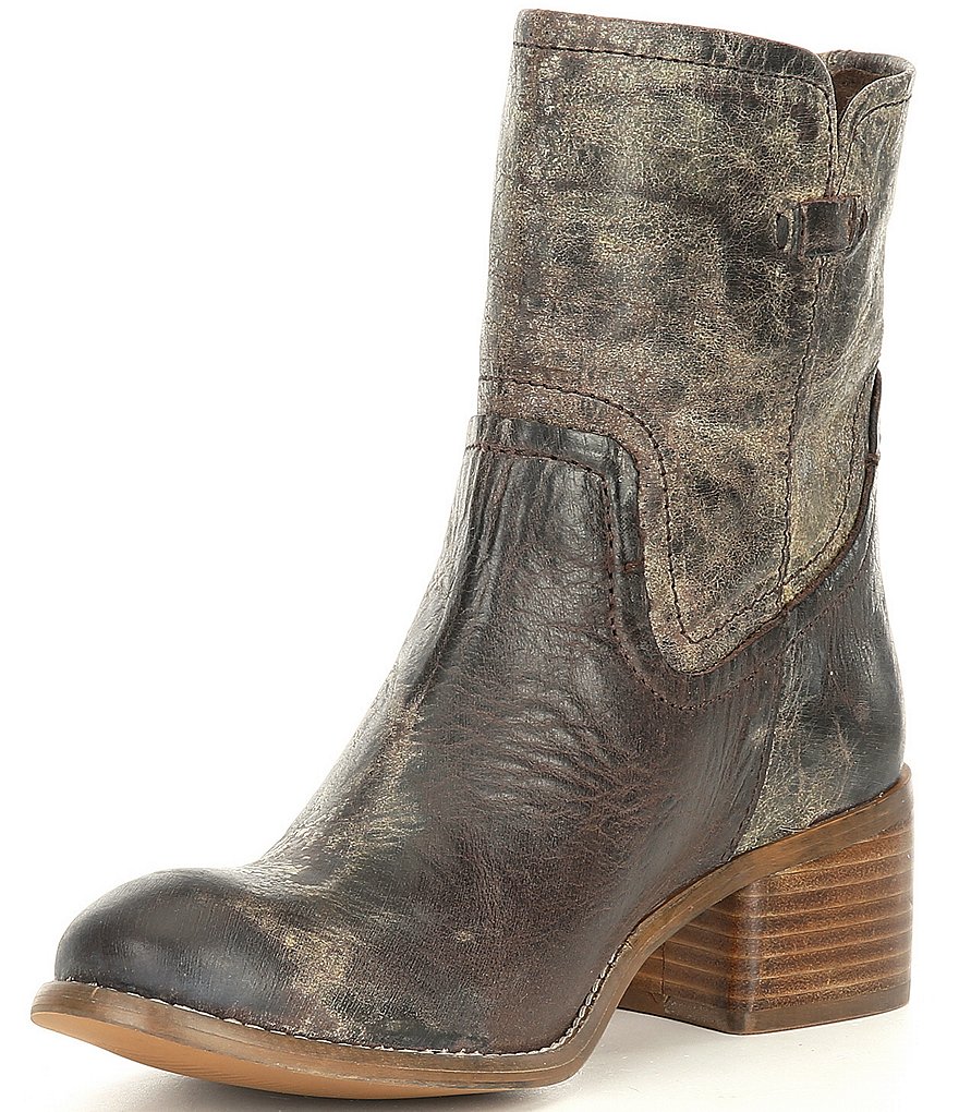 Diba True West Haven Distressed Leather Block Heel Boots