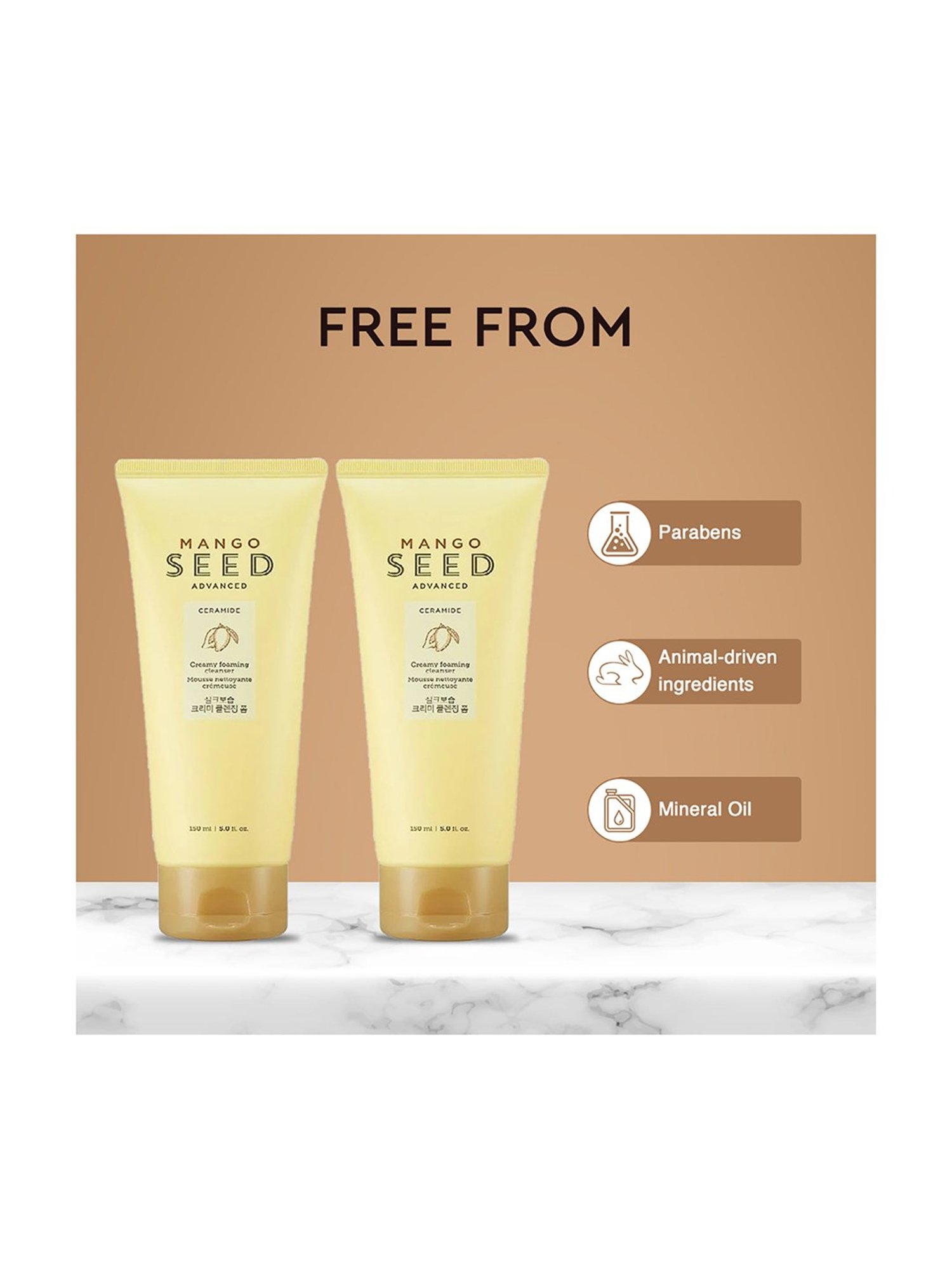 The Face Shop Mango Seed Creamy Foaming Cleanser with Ceramide & Shea Butter for Dry Skin - 150 ml