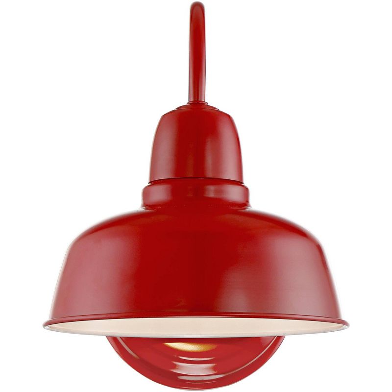 John Timberland Farmhouse Outdoor Wall Light Fixture Urban Barn Red Steel Gooseneck 11 1/4" for Exterior House Porch Patio