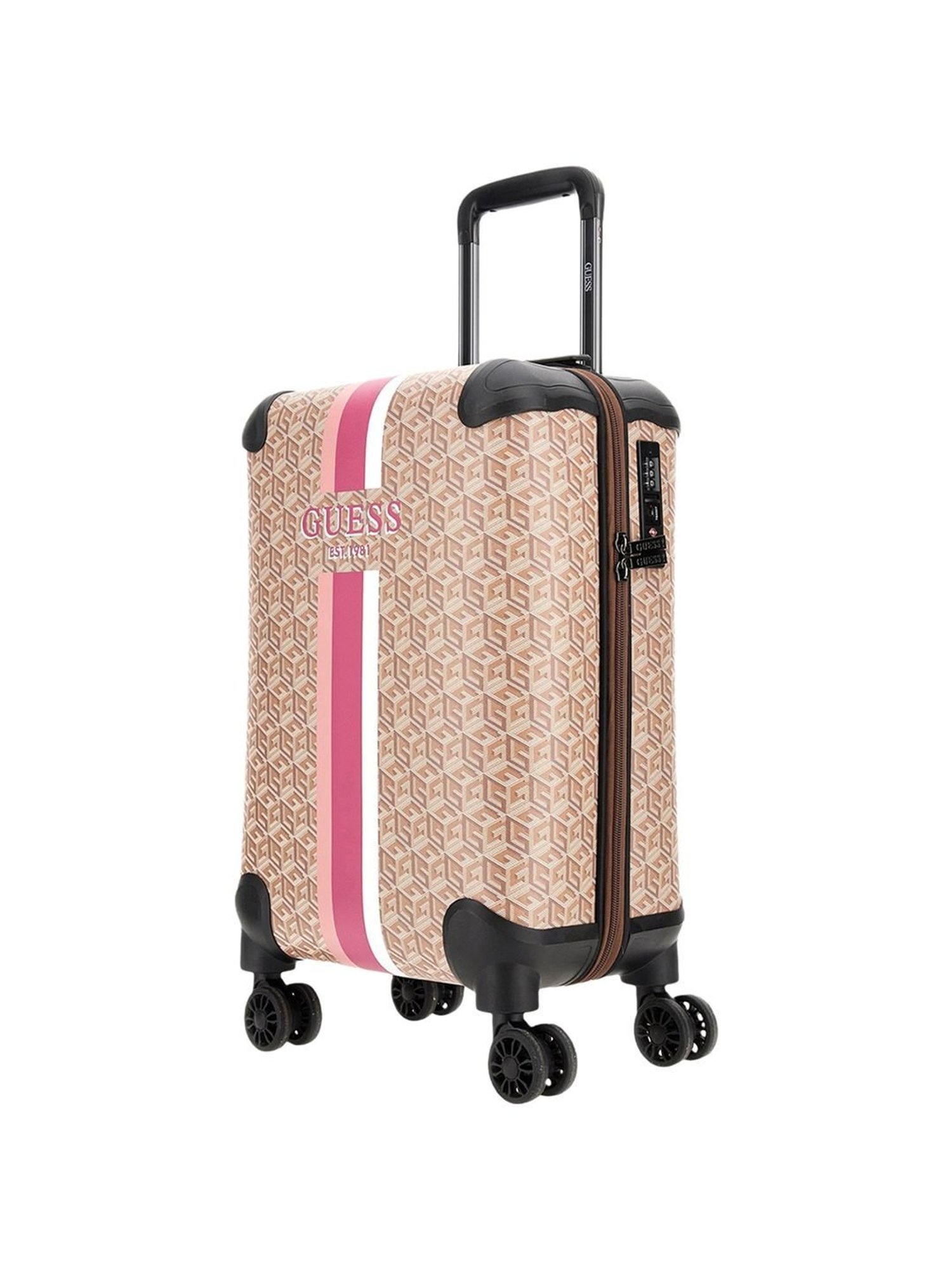 GUESS Beige 4 wheels Free Size HardCabin Trolley Bag