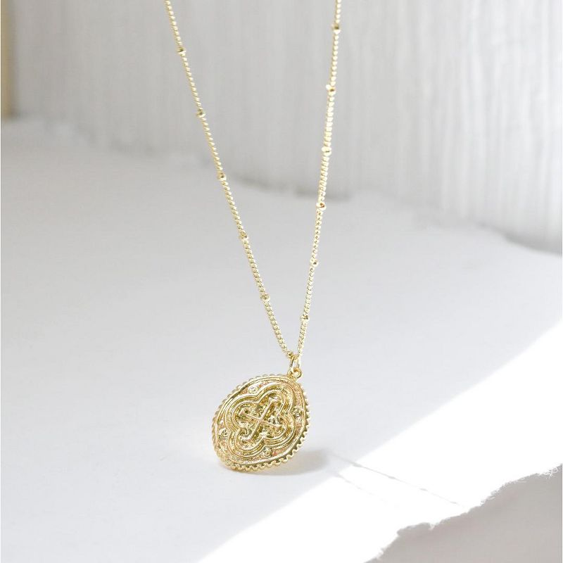 Sanctuary Project Oval Coin Medallion Cross Necklace Gold