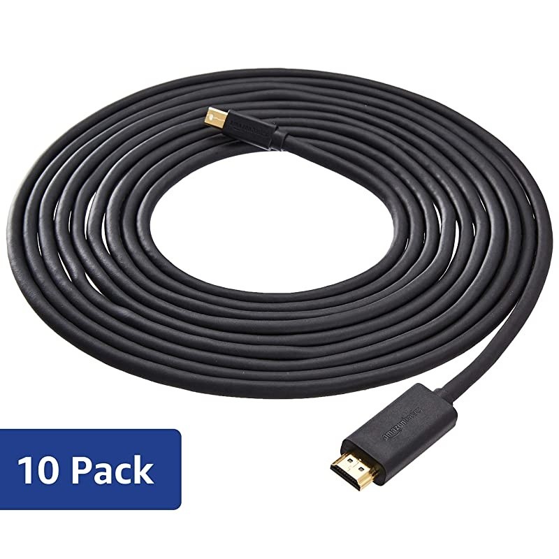 Basics Audio Video Mini DisplayPort to HDMI Cable, 15 Feet, 10-Pack