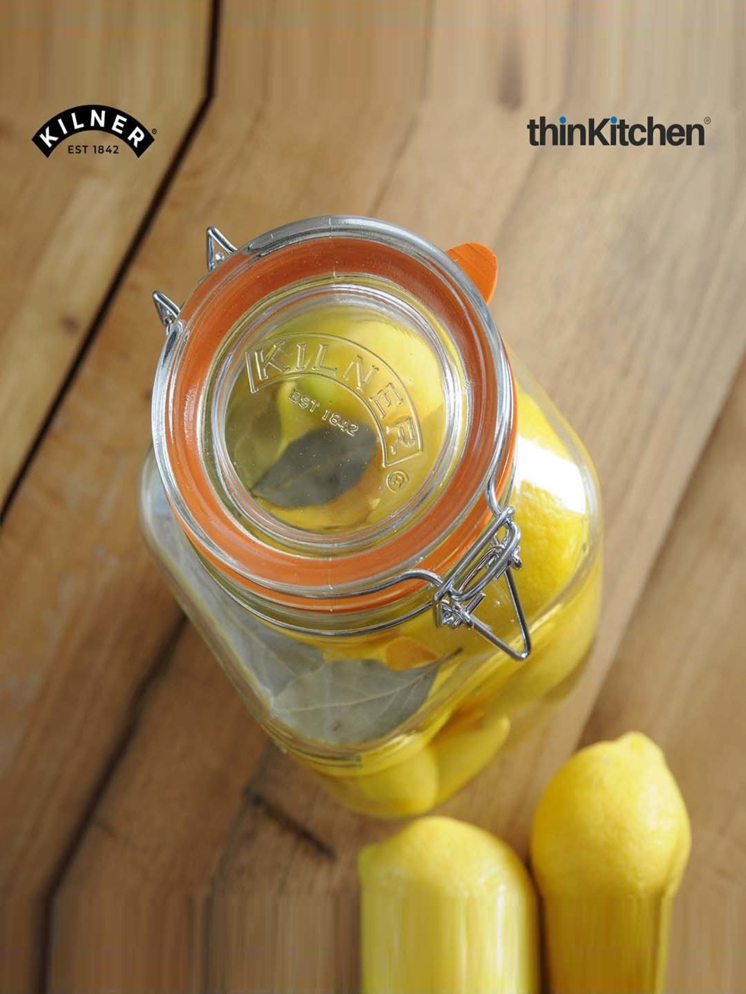 Kilner Transparent Glass Square Clip Top Storage Jars (1 L) - Set of 6