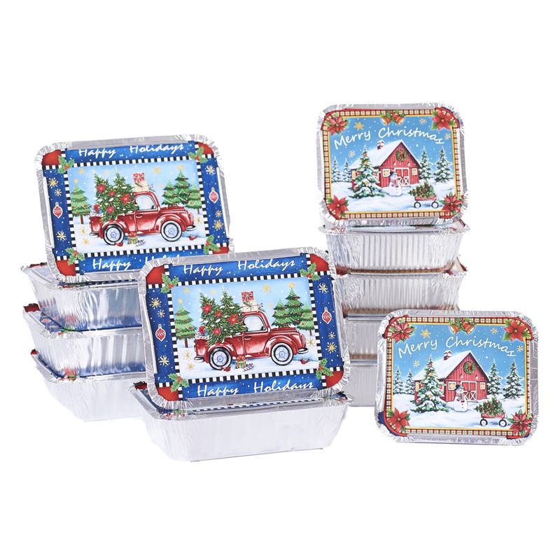 Lakeside Aluminum Food Containers for Christmas, Winter, Holidays - Set of 12