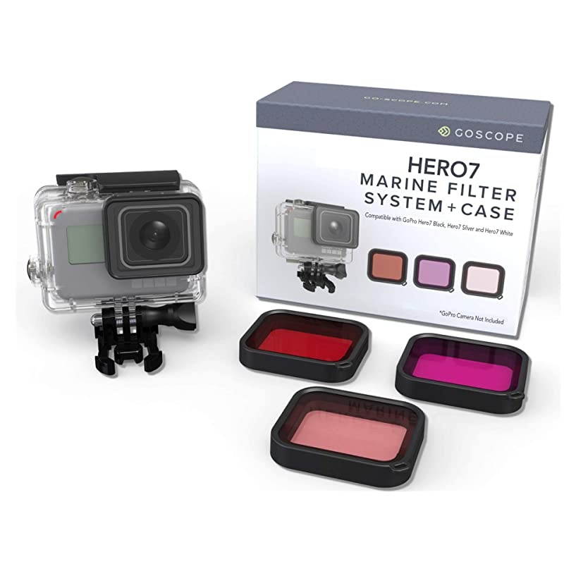 Red Filter Compatible with Hero7 BlackHero6Hero5Hero Laser Cut Contrast Enhancement Glass for ColorfulVivid Underwater VideoPictures Includes 60m Housing