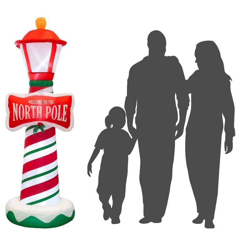 Holidayana 6 Foot Tall Giant Inflatable North Pole Lamp Post Holiday Ornament Yard Decoration with Blower Fan, Tie Down Straps, & Ground Anchor Stakes