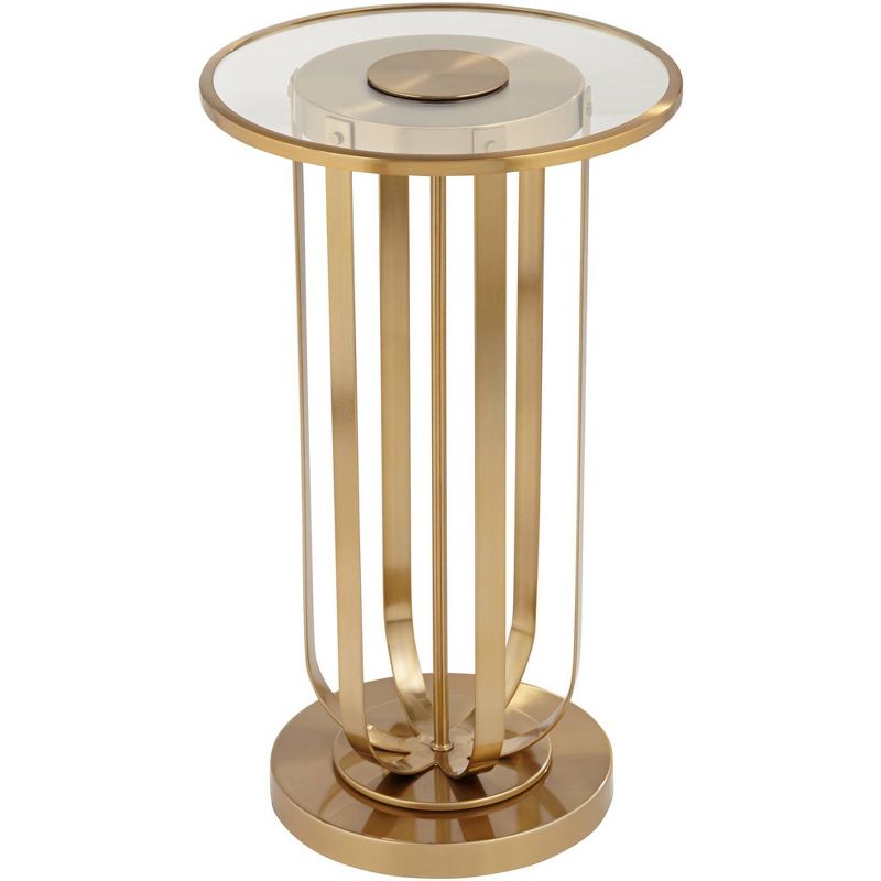 Blaine 14" Wide Gold Metal and Glass Accent Table