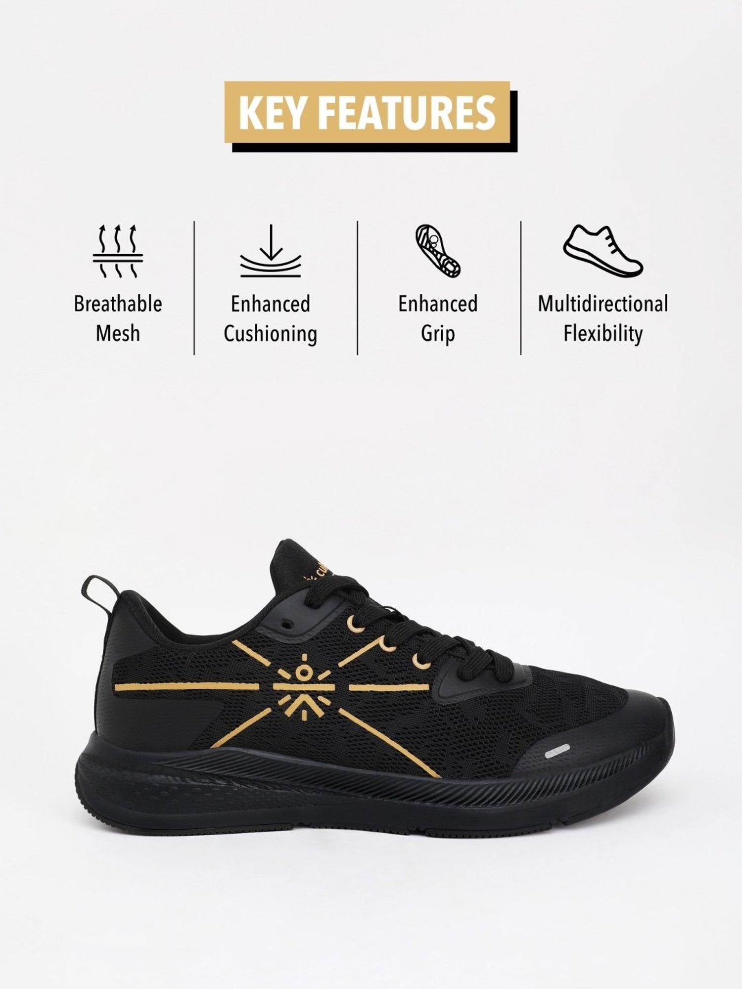 Cultsport Men's Flomo Black Running Shoes