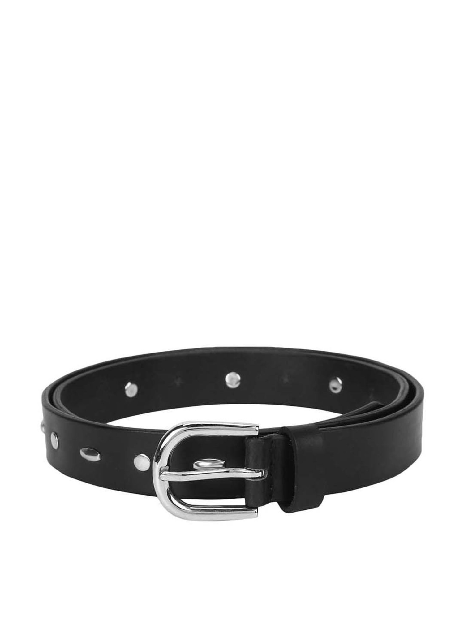 Aditi Wasan Black Leather Narrow Belt for Women