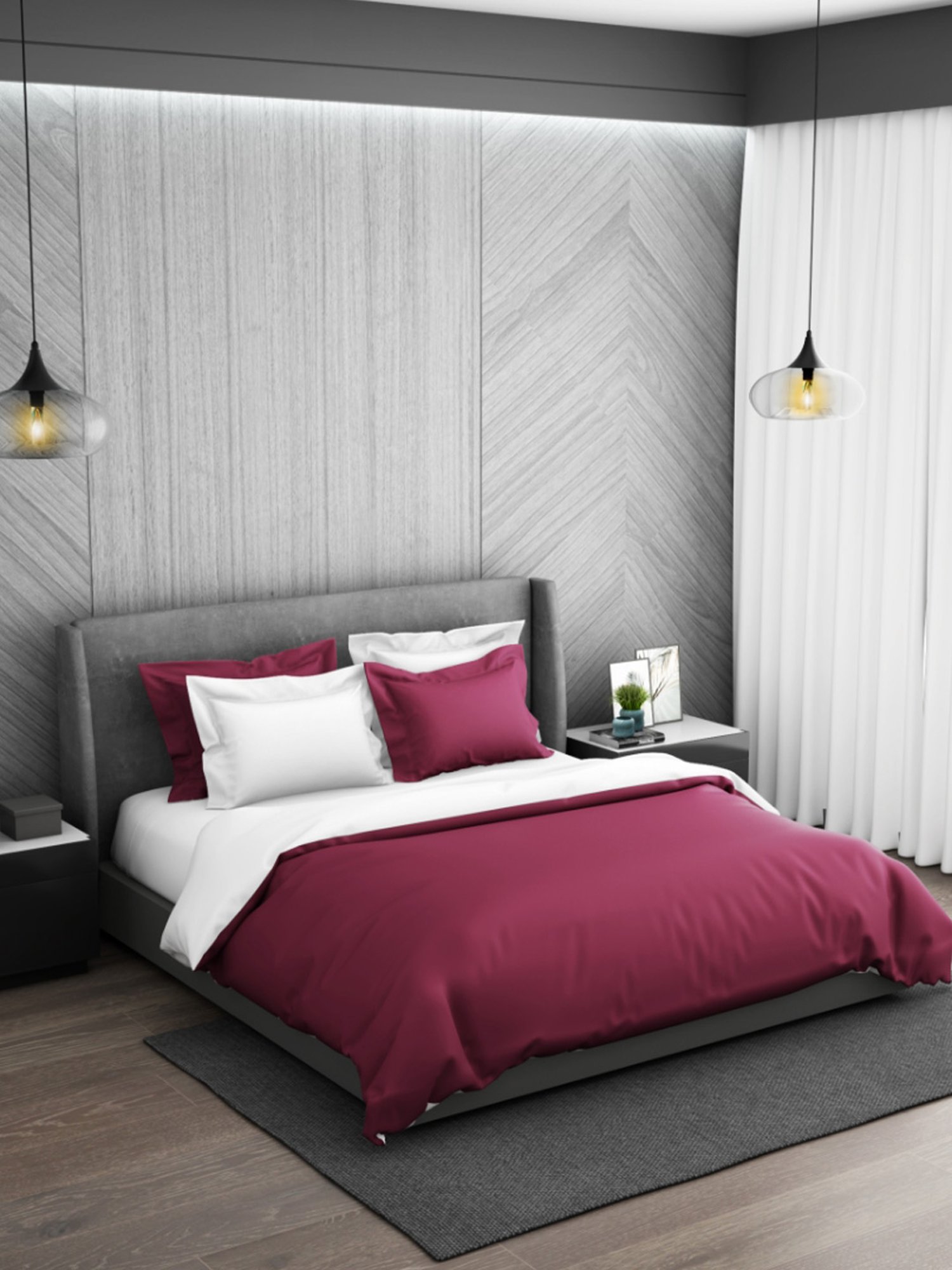 Spaces Solid Dark Violet Cotton Queen Duvet Cover