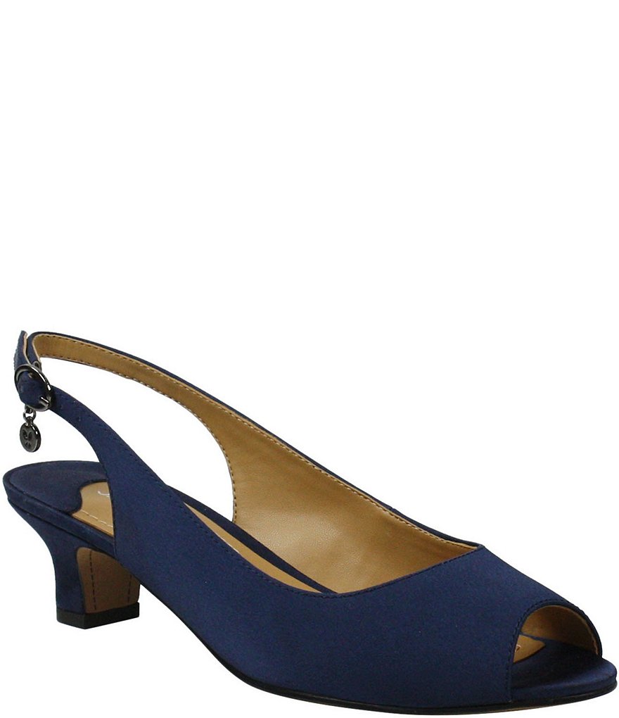 J. Renee Jenvey Satin Peep Toe Sling Pumps