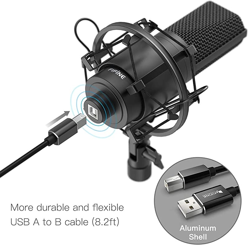 USB Streaming Microphone Kit Condenser Studio Mic with Arm Stand Pop Filter for Podcast Vocal Recording Singing YouTube Gaming Voice Over Directional Computer Mic for PC iMac LaptopK780A