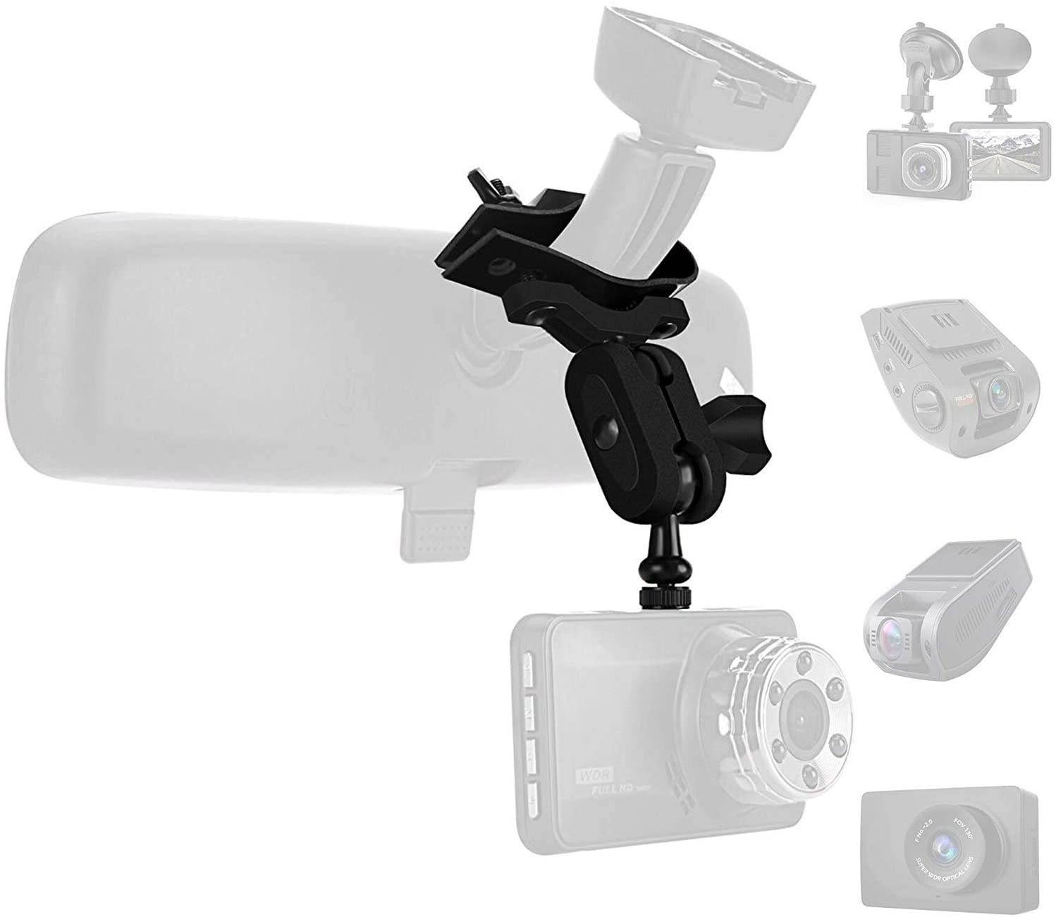 Dash Cam Mount Holder - Mirror Mount, Come with 10+ Different Joints, Compatible with APEMAN, Rexing V1P, YI 2.7", Peztio, Roav, VaVa, KDLINKS X1 and Most Other Dash Cameras Dash Cam/GPS