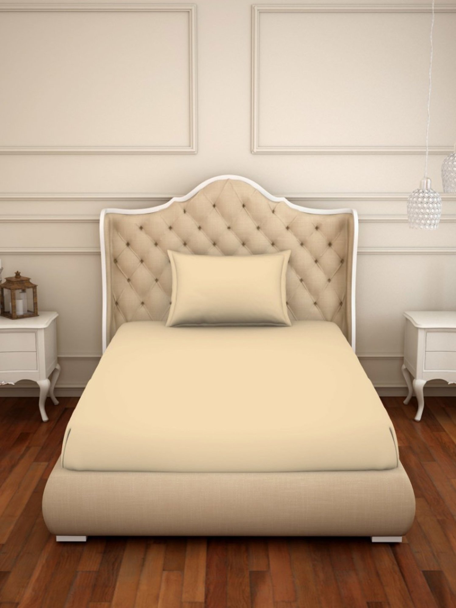 Welspun Restora Solid Light Orange 150 TC Cotton Single Bed Sheet with 1 Pillow Cover