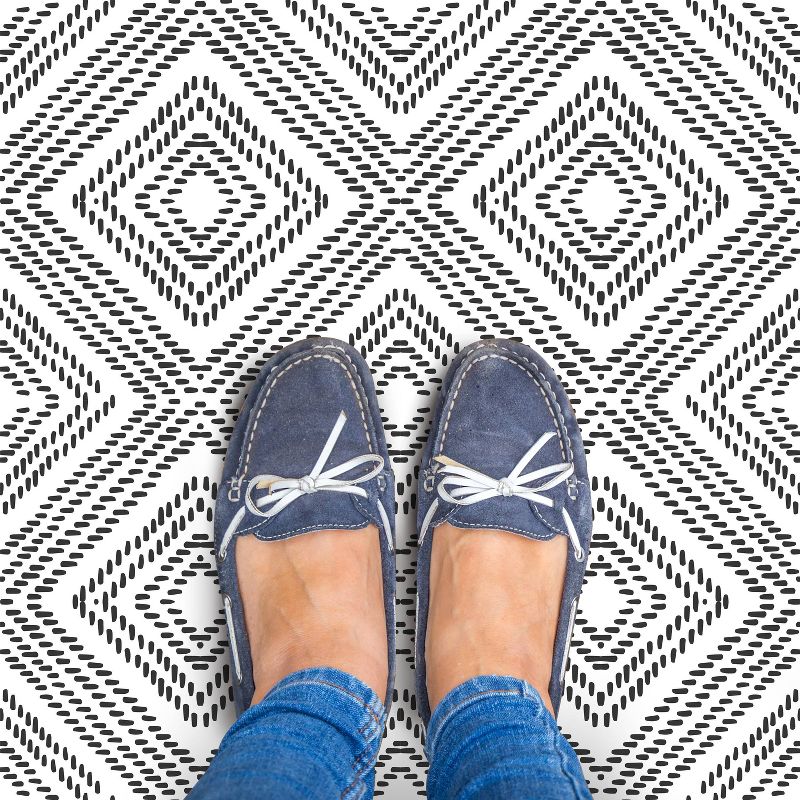 RoomMates Santorini Peel & Stick Floor Tiles Black & White