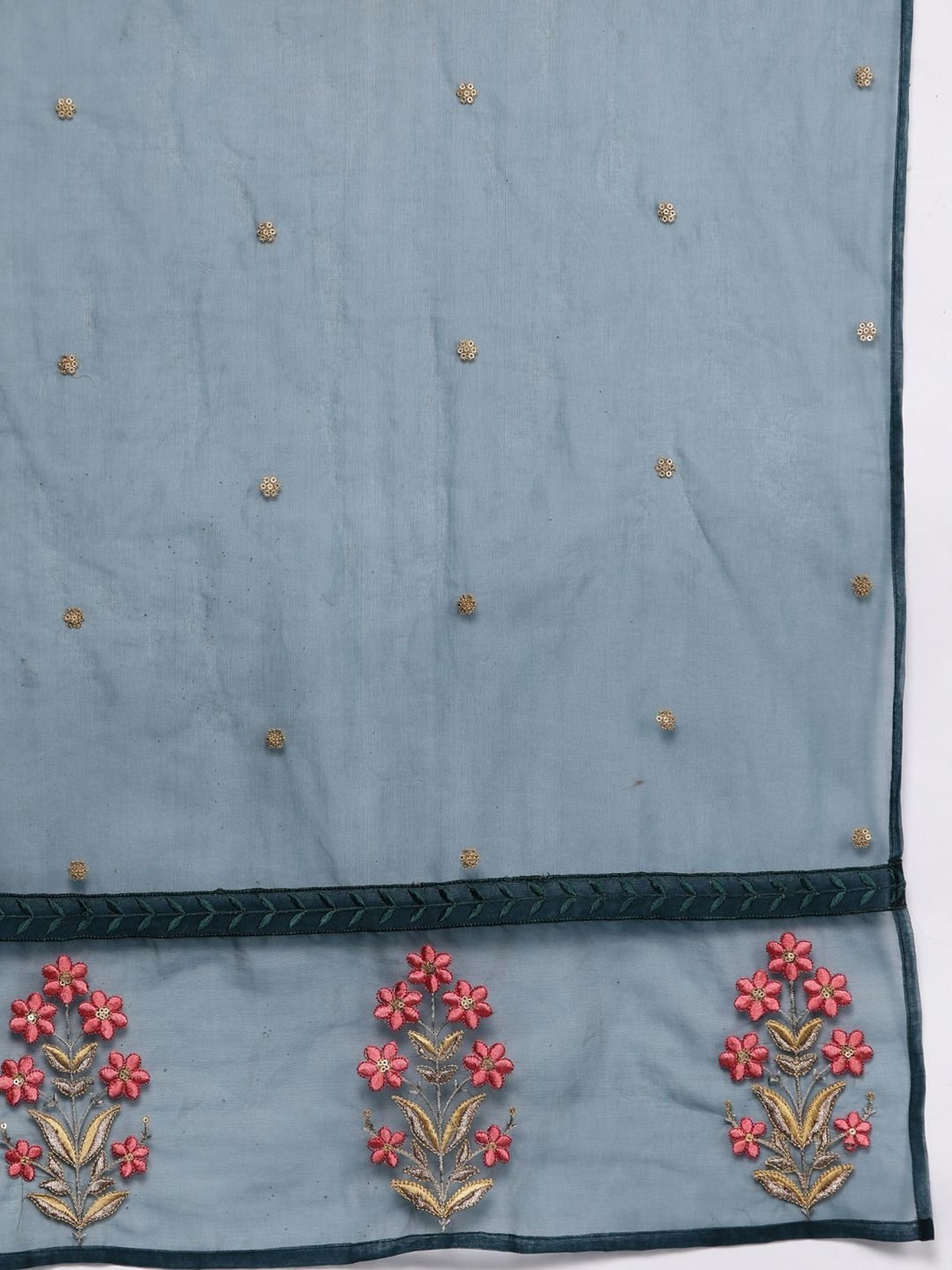 Indo Era Blue Embroidered Kurta Pant Set With Dupatta