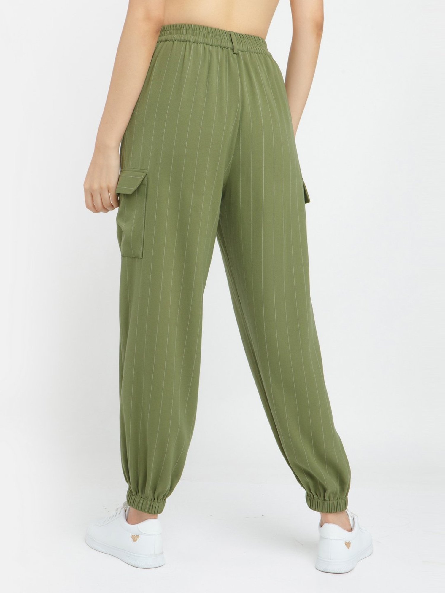 Zink London Green Striped Joggers