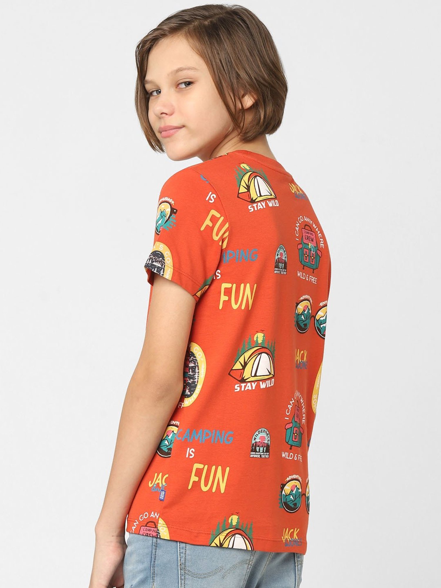 Jack & Jones Junior Orange Printed T-Shirt