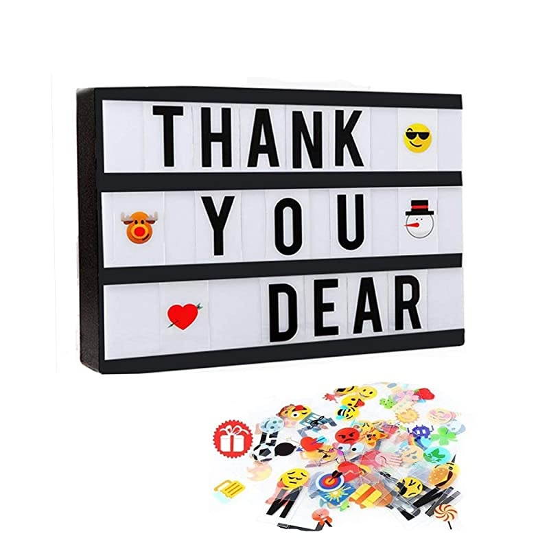 Cinema Light Box DIY LED Cinematic Marquee Sign Light Up Box with Decorative Letters Numbers Symbols Emojis for Festival Birthday Anniversary Wedding Mottoes, A4 Size (Black)