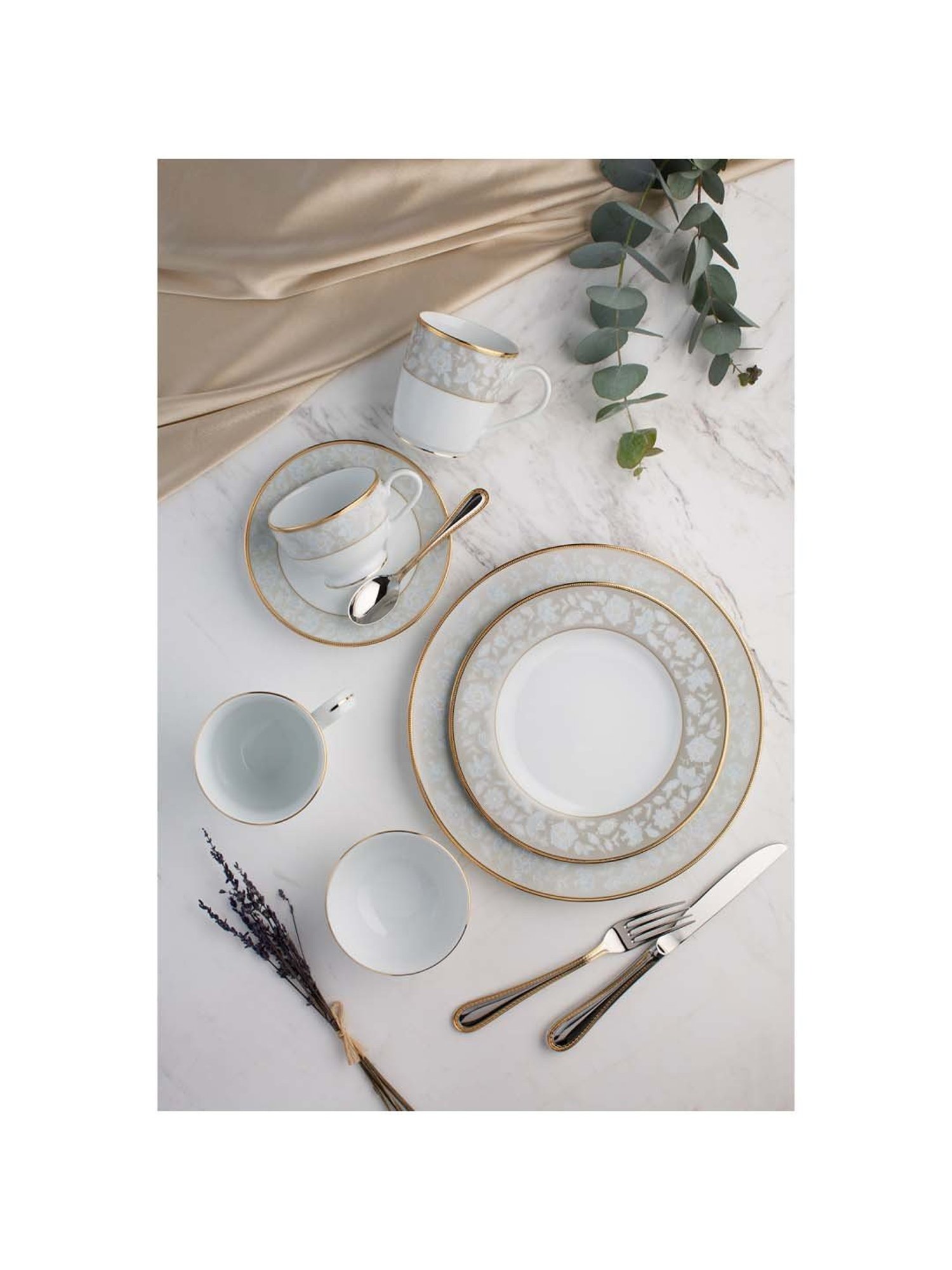 Noritake Peach Valley White & Grey Poreclain Milk Mug (0.37 L) - Set of 2