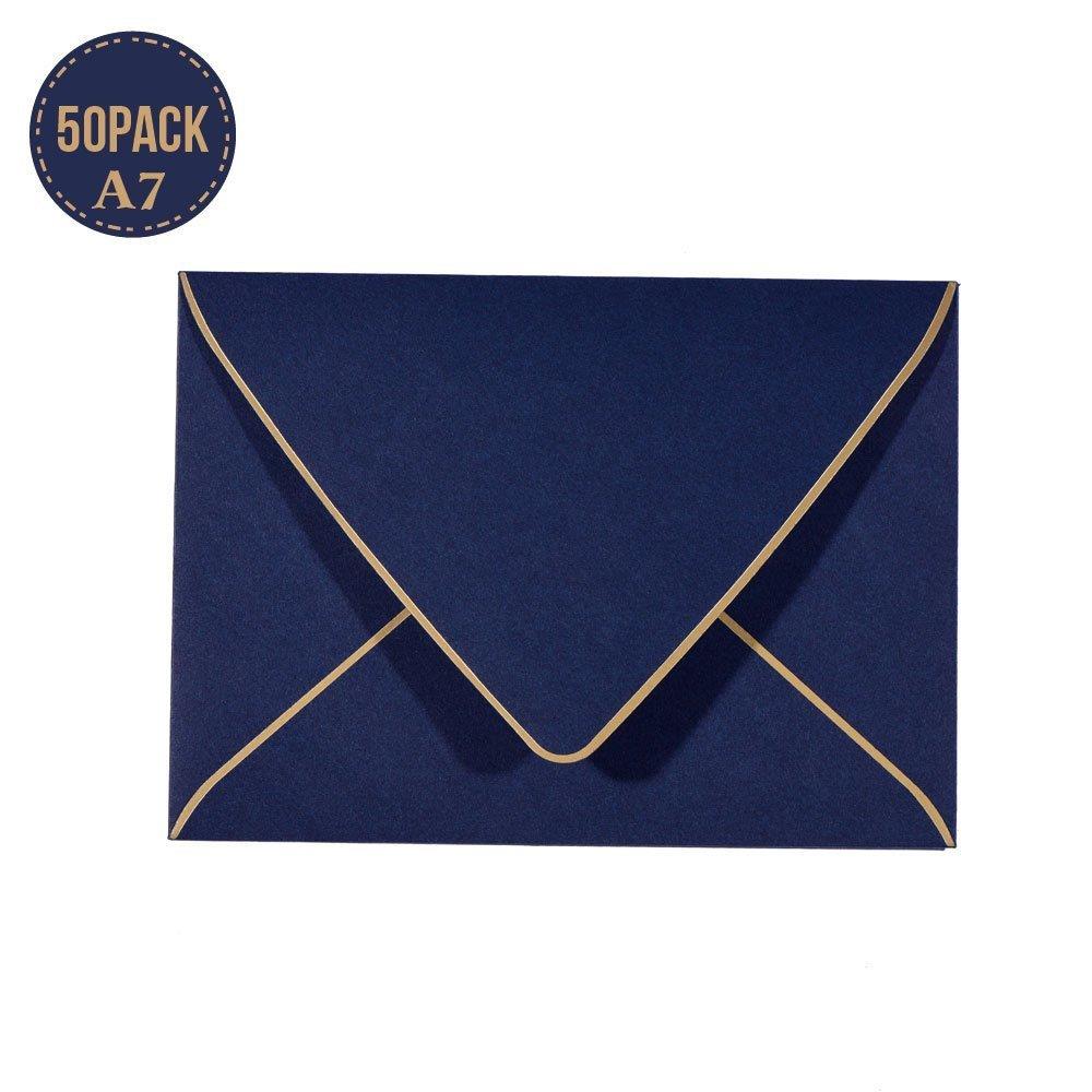 50 Pack, Size A7, 250GSM Luxury Invitation 5 x 7 Envelopes - For 5x7 Cards| Self Seal| Perfect for Weddings, Invitations, Photos, Graduation, Baby Shower| 5.25 x 7.25 Inches (Noble blue)