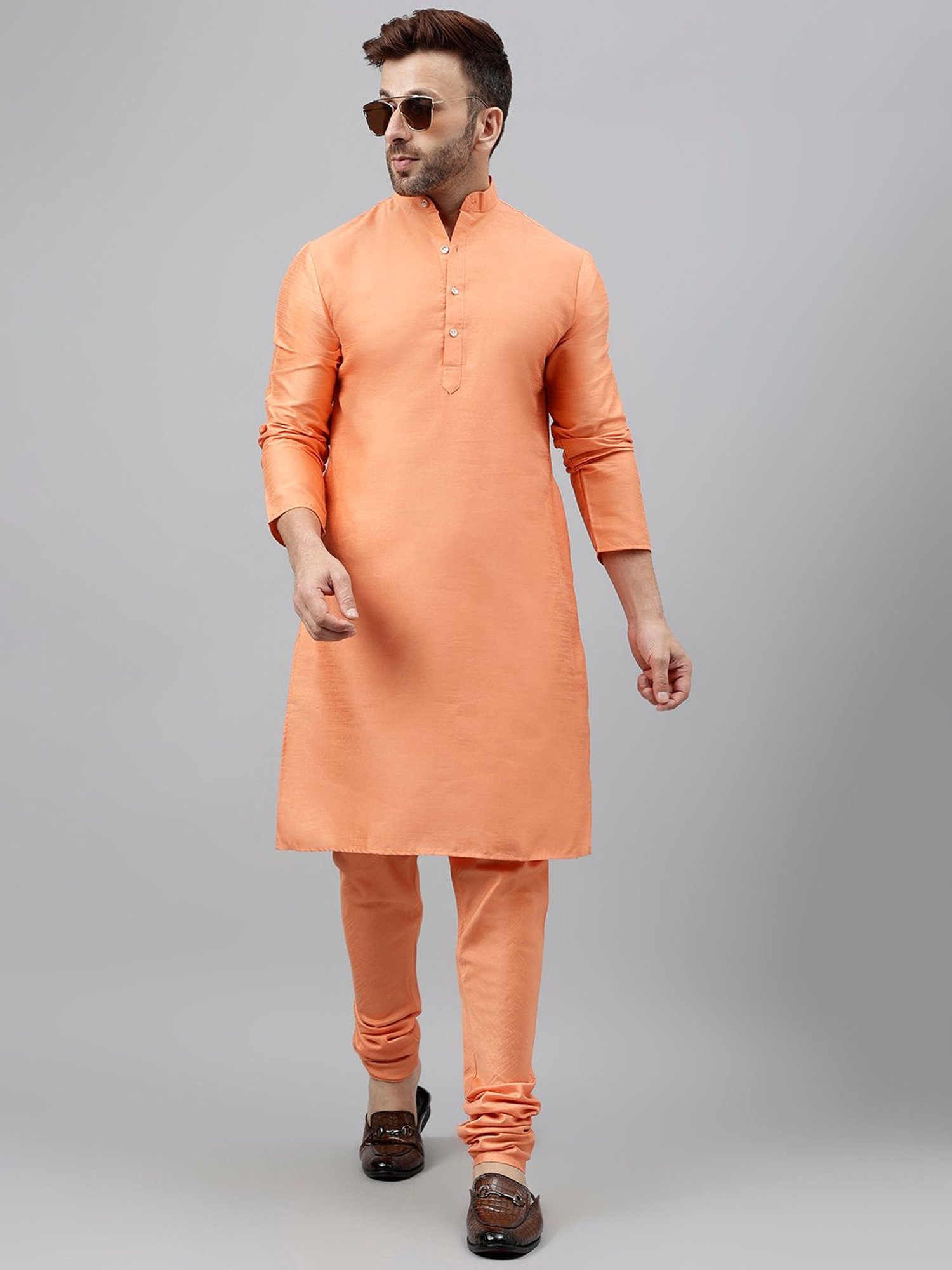 Hangup Peach Regular Fit Kurta & Churidar Set
