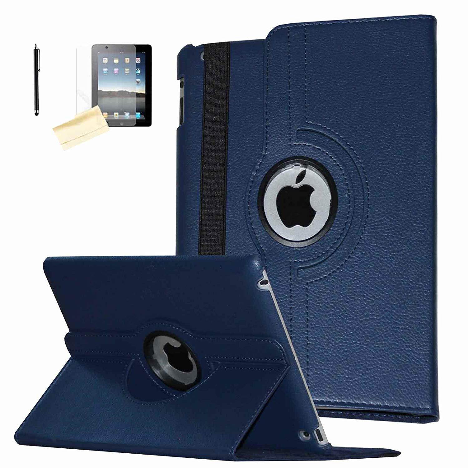 iPad Air Case (2013 Released), JYtrend (R) Rotating Stand Smart Case Cover Magnetic Auto Wake Up/Sleep for iPad Air (Air 1) A1474 A1475 A1476 (Royal Navy)