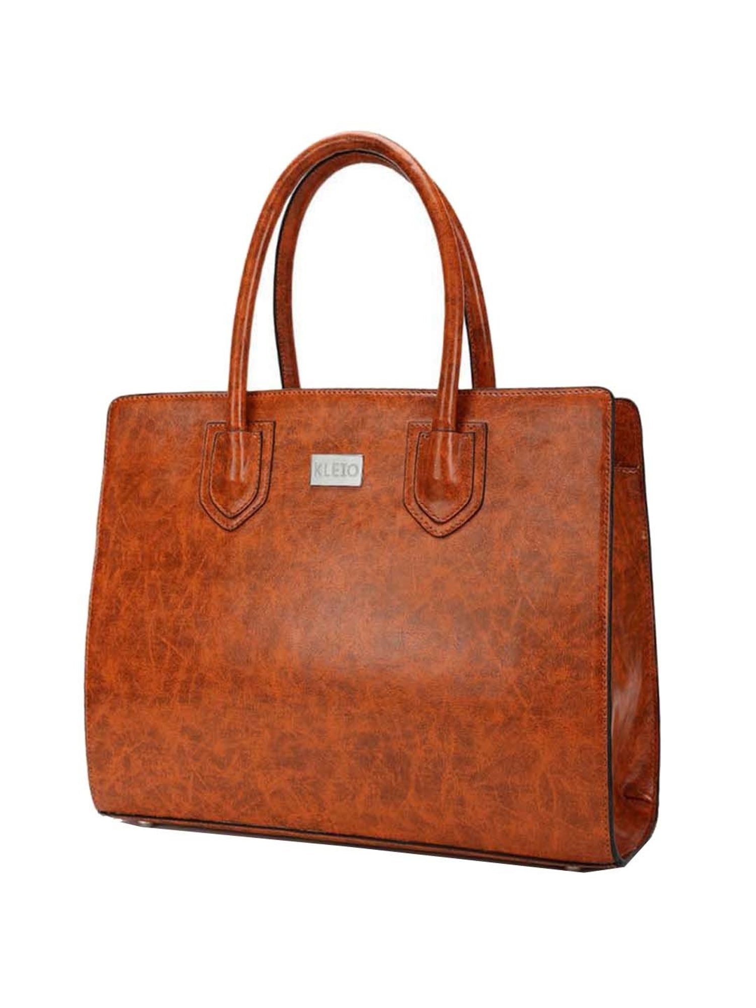 KLEIO Orange Solid Medium Tote Handbag