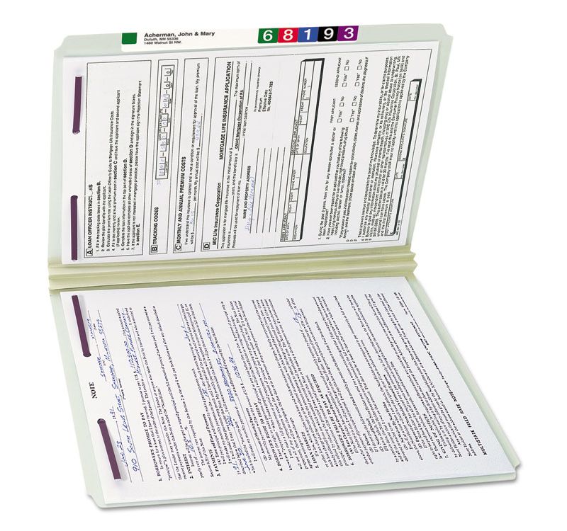 Smead Two Inch Expansion Fastener Folder Straight Tab Legal Gray Green 25/Box 19910