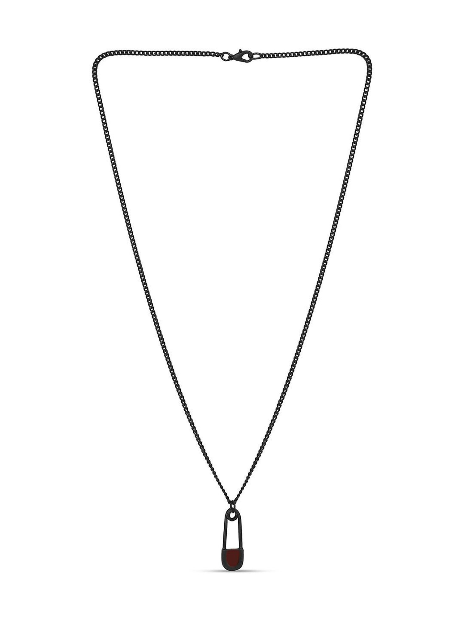 The Bro Code Black Safety Pin Charm Pendant Necklace For Men