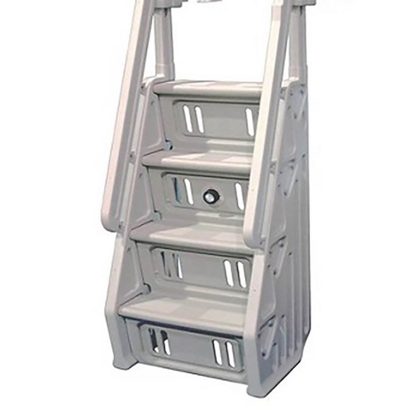 Vinyl Works Adjustable 32 Inch In-Pool Step Ladder for Above Ground Pools, White