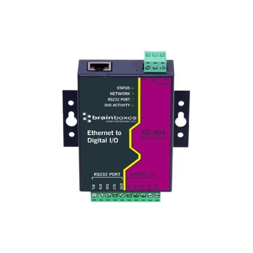 Brainboxes ED-004 ETHERNET TO 4 DIO + ETHERNET TO 4 DIG IN OR OUT+1 RS232+1 ETHERNET