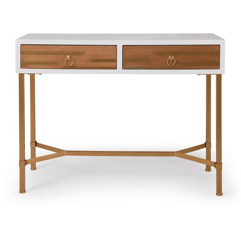 Jupiter Desk Console Table White/Gold - Adore Decor
