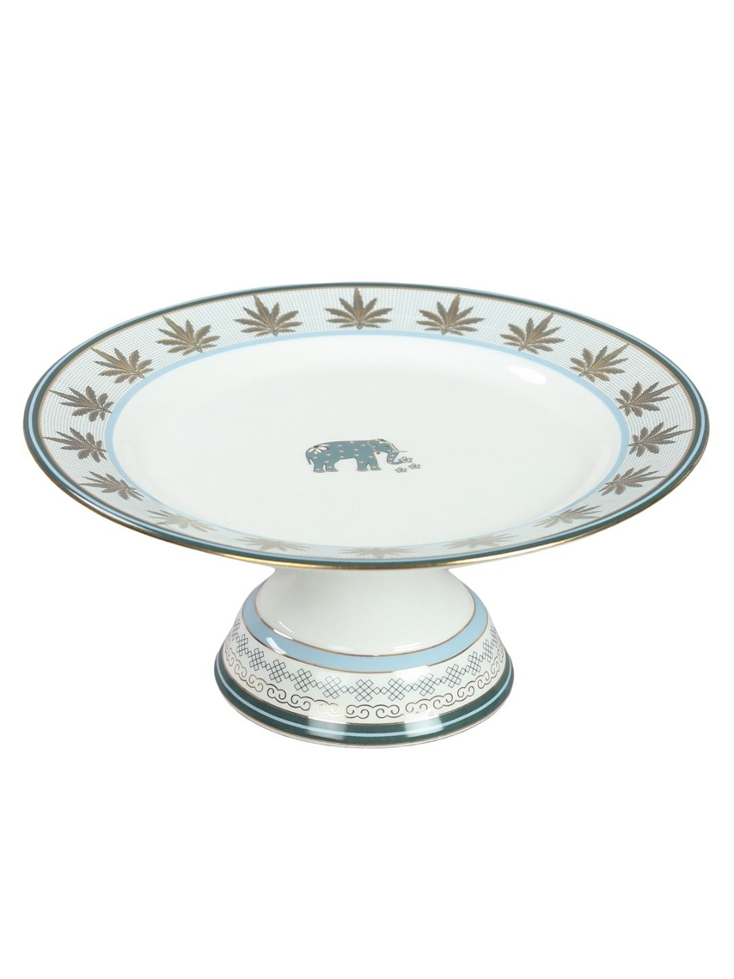India Circus White Bone China Cake Stand With Accented and 22 Carat Gold Each With Gift Premium Box