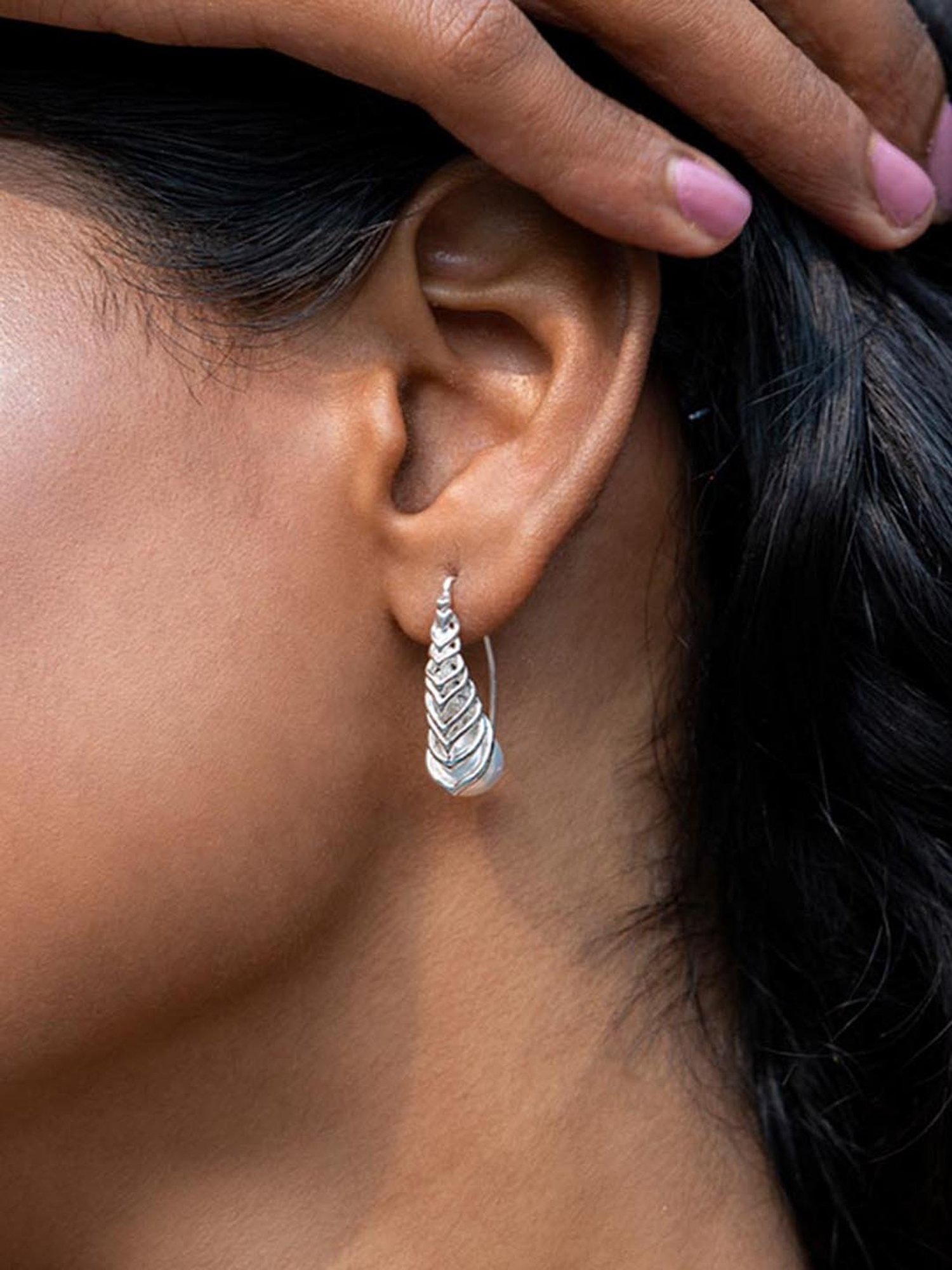 Shaya 92.5 Sterling Silver Swirl with Pearls Earrings for Women