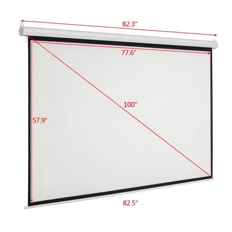 100" Diagonal HD 4:3 Projector Screen Pull Down Home Conference Projection White
