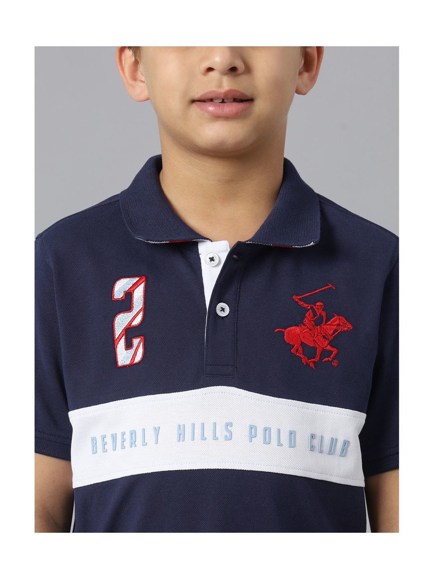 Beverly Hills Polo Club Kids Navy Printed Polo T-Shirt