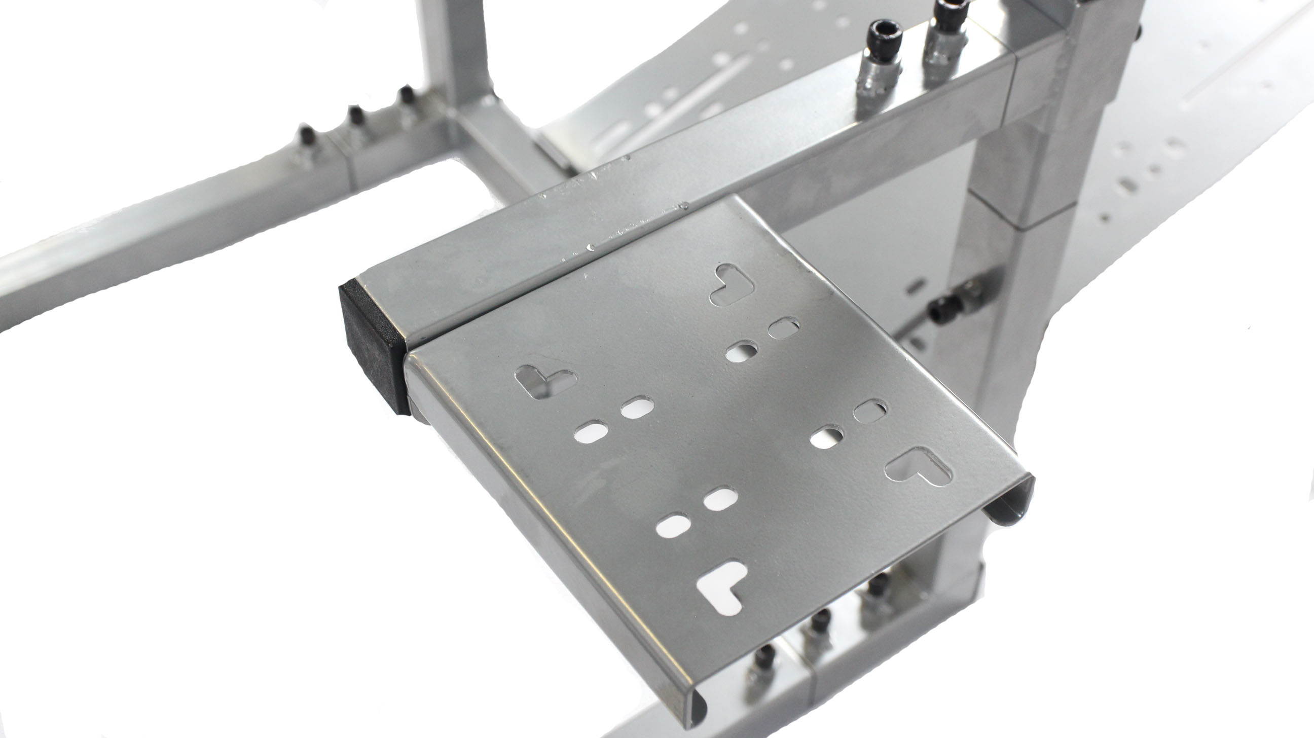 GTR Racing Simulator GTA-S-S105LWHTRD GTA Model Silver Frame with White/Red Real Racing Seat, Driving Simulator Cockpit Gaming Chair with Gear Shifter Mount