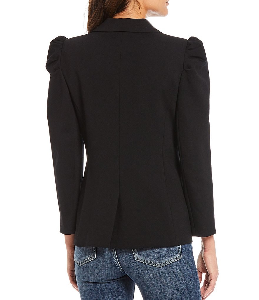 CeCe Long Sleeve Puff Shoulder Faux Pocket Ponte Blazer