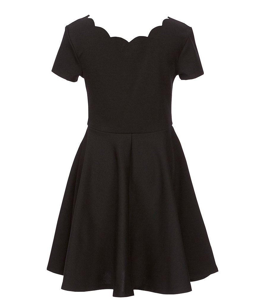 Zunie Big Girls 7-16 Scallop-Trim Ponte Fit & Flare Dress